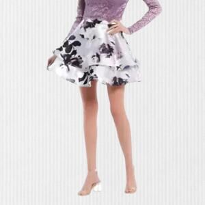 CITY STUDIO Skirt Women/Girl SZ 9 Purple Floral Above The Knee Prom Fit + Flare